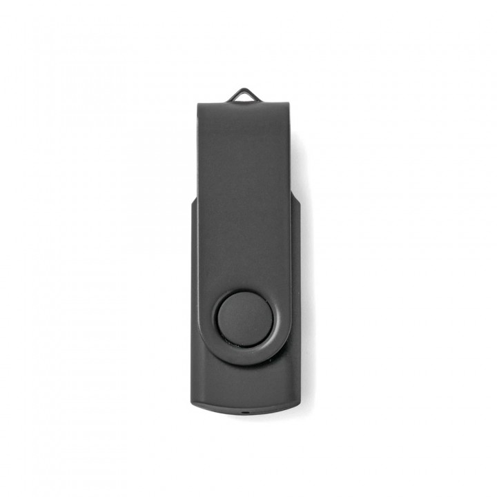 Siyah Döner Kapaklı 32 GB Metal Plastik Lazer Baskılı Promosyon USB Bellek